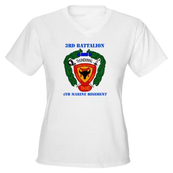 3B4M - A01 - 04 - 3rd Battalion 4th Marines with Text - Women's V-Neck T-Shirt